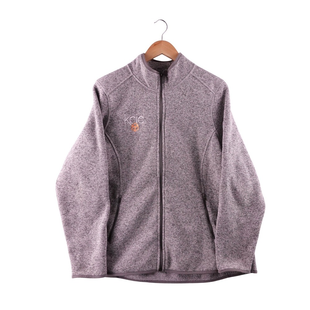 LLBean Women Heather Gray Fleece Full Zip Jacket Sweater XL REG Hiking Camping